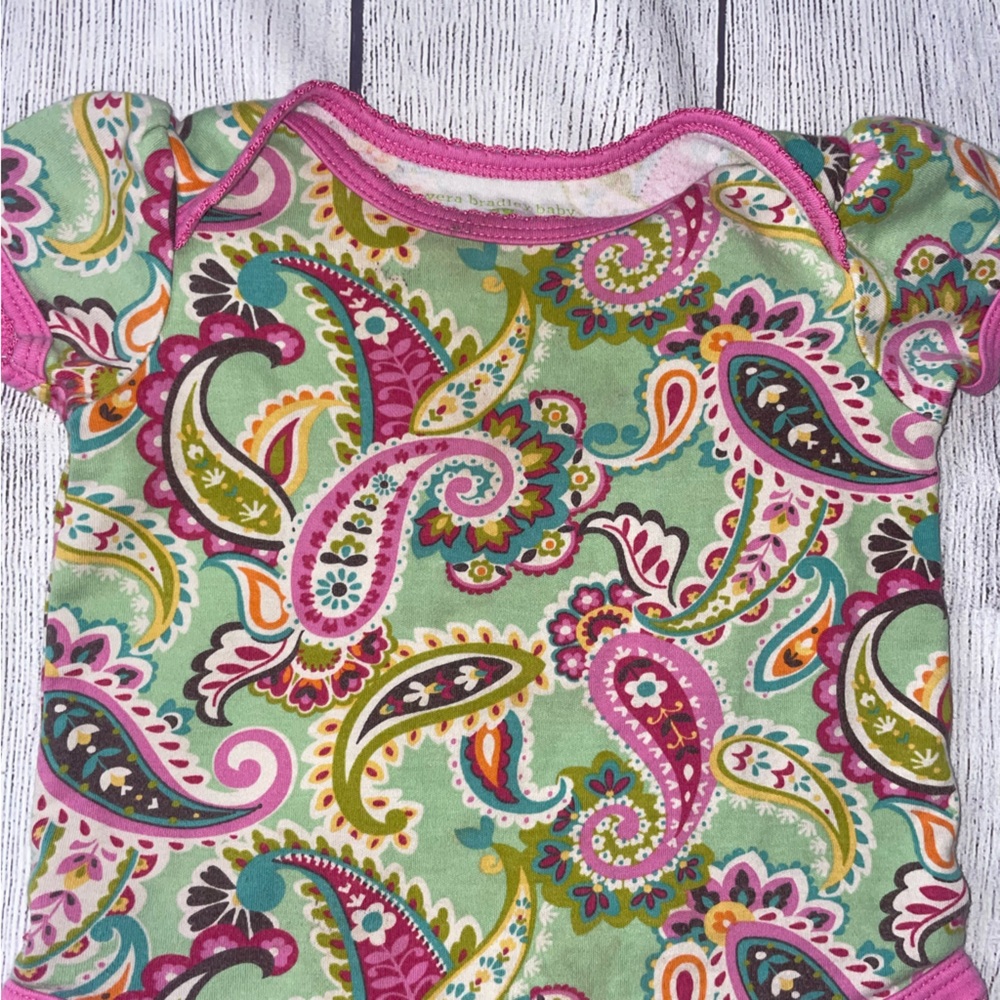 Vera Bradley Baby Pink-Trim Paisley One-Piece Bodysuit - Picture 2 of 5